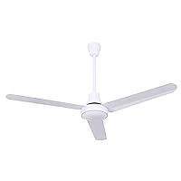 Canarm CP48DW11N High Performance Weatherproof Industrial DC Ceiling Fan, 48-Inch - Durable White, Downrod Mount, Ideal for Outdoor & Indoor Use