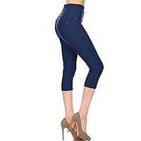 Leggings Depot Women's Cotton Blend Stretch Pull-on Jeggings Casual Pants with Pockets (Available in Plus Size)