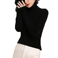 Women's Warm Knitted Sweater 100% Cashmere Merino Wool Turtleneck Long Sleeve Sweater