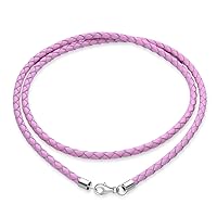 Adabele Authentic 2mm 3mm Leather Cord Charm Chain Necklace with 925 Sterling Silver Clasp Hypoallergenic Nickel Free Women Men Jewelry (16 18 20 Inch)
