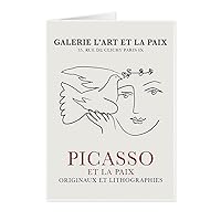 Arsharenkay All Occasion Assortment Pablo Pcasso Line Art Greeting Cards / Set of 8 / Size 105 x 145 mm / 4 x 5.5 inches No4 (Pablo Picasso Dove of Peace Art L'Art et la Paix, Woman and Dove One Line