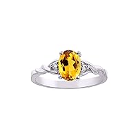 Timeless 14K White Gold Birthstone Ring - 7X5MM Oval Gemstone & Sparkling Diamonds - Women's Jewelry, Sizes 5-10