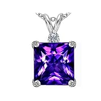 Sterling Silver Large 12mm Square Cut Pendant Necklace