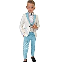 Boys Formal Suit Wedding Tuxedo 3 Pieces Floral Jacket Pants Vest Kids Party Blazer