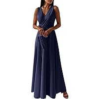Corset Dresses,Elegant Sleeveless Neck Long Dress with Waist Tie for Women Perfect for Evening Parties and Dres
