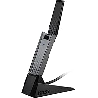 MSI AX1800 WiFi 6 Dual-Band USB Adapter - WLAN up to 1800 Mbps (5GHz, 2.4GHz Wireless), USB 3.2 Gen 1 Type-A, MU-MIMO, Adjustable Antenna, Beamforming, WPA3 - Wired Bracket Included
