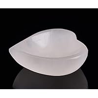 AMOYSTONE Natural Selenite Bowl Heart Shaped Selenite Plate for Crystals 4-4.7