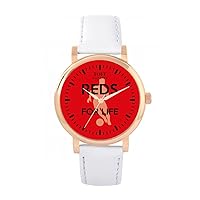 Football Fans Reds for Life Red Black Ladies Watch 38mm Case 3atm Water Resistant Custom Designed Quartz Movement Luxury Fashionable