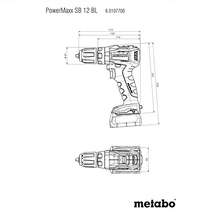 Metabo - 12V Powermaxx Compact Brushless Hammer Drill/Driver Kit 2X 4.0Ah Lihd (601077520 12 BL 4.0), 12V Line