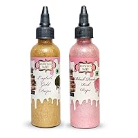 Confect Cake Decorating Drip English Gold & Blush Pink Combo Pack of two For doughnuts, cakes, cupcakes & desserts……