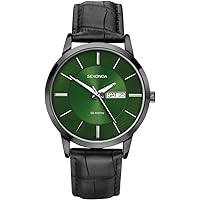 Sekonda Mens Classic Analogue Quartz Watch with Green Dial and Black Leather Strap 1921