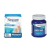 Nexcare Waterproof Bandages, 100 Pack + HealthWise Medicated Chest Rub, 4 oz. Jar - Fingers, Elbows, Cough, Congestion, Aches, and Pain Relief