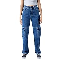 PacSun Women's Dark Indigo '90s Boyfriend Cargo Jeans - Blue Size 28