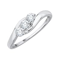 KATARINA Three Stone Diamond Ring in Sterling Silver (1/3 cttw, J-K, SI2-I1)