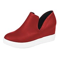 FSJ Women Platform Wedge Sneakers Side V Cut Ankle Booties Closed Toe Slip On Pumps Hidden Heel Summer Sandals Fashion Shoes Size 4-16 US