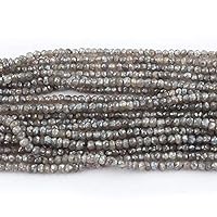 5 Strands Labradorite Silver Coated 3mm-3.5mm Faceted Center Drill Rondelles, Labradorite Gemstone Beads 13 Inches Long