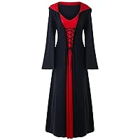 Summer Sundresses for Women 2024 Vacation, Women's Christmas Dress Plus Size Hooded Lace Up Patchwork Long SLE