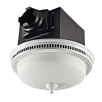 Decorative Round 110 CFM White Bathroom Ceiling Ventilation Exhaust Fan with Light and Glass Globe, Quiet 1.5 Sones Nightlight, 9''x9'' opening (DRND110WHT-2022)