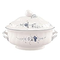 Villeroy & Boch Vieux Luxembourg Oval Soup Tureen, 92 oz, White/Blue