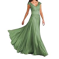 Laces Mother of Bride Dress for Women V-Neck Chiffon Long Formal Evening Party Dress ZS19