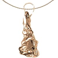 3-D Rabbit Necklace | 14K Rose Gold 3D Rabbit Pendant with 18