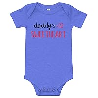 Daddy's Sweetheart Valentine's Day Baby Onsie Heather Columbia Blue