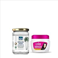 Naturalz Virgin Cocout oil 16 fl oz & Livon Keratin Anti-Hair Fall Hair Mask 15.2 fl oz