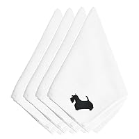 Caroline's Treasures BB3469NPKE Scottish Terrier Embroidered Napkins Set of 4 Napkin Cloth Washable, Soft, Durable, Table Dinner Napkins Cloth for Hotel, Lunch, Restaurant, Weddings, Parties