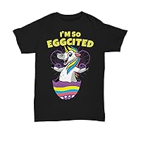 Easter Funny Tee - I'm So Eggcited - Unicorn Egg Gift Shirt - Unisex Tee Black