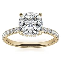 Moissanite Engagement Ring, 1.5 CT Cushion Cut Solitaire, Sterling Silver Band, Bridal Wedding Ring for Her