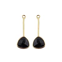 Black Onyx Earring Dangle Connectors Gemstone Stick Earring Findings Collet Setting Gemstone Jewelry Charms Connector Necklace Connector