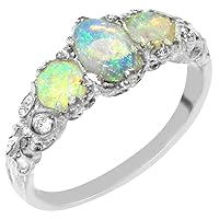 925 Sterling Silver Real Genuine Opal Womens Band Ring