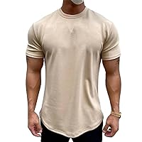 Men -Shirt Male Gym Muscle Fitness Shirt Blouses Loose Half Sleeve Summer Bodybuilding Tee Tops Men' Clothing