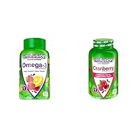 Omega-3 Heart Health Gummy Vitamins with Cranberry Gummies for Women, 120 Count Omega 3 EPA/DHA Berry Lemonade and 60 Count 500mg Cranberry Juice Concentrate per Serving