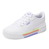 PUMA Kids Girls Carina 2.0 Stripes Lace Up Sneakers Shoes Casual - White