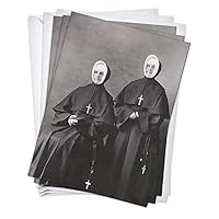 Two Catholic Nuns Vintage Women's Birthday Greeting Cards | 3 Pack Set + 3 Envelopes (5x7)