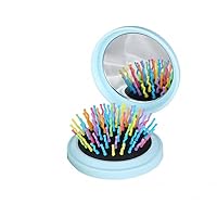 Small Portable Round Pocket Comb Travel Airbag 5 Colors Folding Comb Girls Comb with Hair Comb (Color : E, Size : 6 * 14CM)