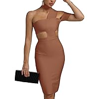 UONBOX Women's Halter Sexy Cut Out Bustline Midi Clubwear Bodycon Bandage Dress