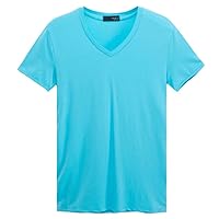 Men's T-Shirt Top V-Neck Short-Sleeved T-Shirt Men's Fashion Fitness Hot T-Shirt, Solid Color Top(Color:Gray,Size:5X-Large)