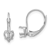 14k White Gold 5mm Heart Leverback Mounting - 17mm (no stones included)