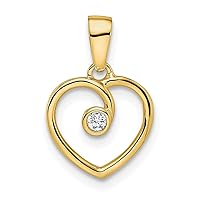 14k Gold Polished Love Heart Diamond Pendant Necklace Measures 10.85mm Wide 1.16mm Thick Jewelry for Women