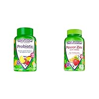 Probiotic Gummy Supplements, Raspberry, Peach and Mango Flavors, 35 Day Supply, 70 Count Power Zinc Gummy Vitamins, Strawberry Tangerine Flavored, 90 Count