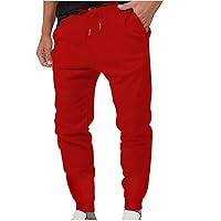 Mens Cargo Pants Hiking Outdoor Sweatpants Drawstring Elastic Waist Lightweight Athletic Trousers with Pockets