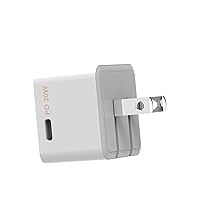 USB-C 30W PD Power Adapter, RapidX PortoUno, Fast Wall Charger, Compact, Foldable, Side Port, Compatible with iPhone 15 14 13 12 11, iPad Pro, Samsung, Tablets, MacBook and More (White)