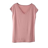 Summer Blouses for Women Fashion Casual V Neck Cap Sleeve Loose Fit Pullover Tops Solid Lightweight Basic Shirts