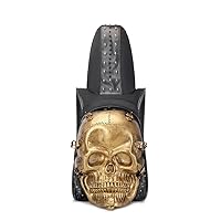 3D Skull PU Leather Backpack Rivets Skull Backpack With Hoodie Cap (Gold)