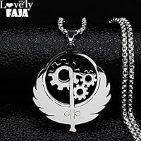 Brotherhood of Stainless Steel Fallout Charm Pendant Necklace Men Music Patch Game Flag Choker Necklace Jewelry joyas N19943