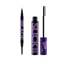 Urban Decay Dark Brown Eyebrow Pencil & Clear Brow Gel Bundle - Brow Blade 2-in-1 Microblading Eyebrow Pen + Waterproof Pencil (Dark Drapes), Slick Day Strong Hold Clear Brow Gel for Lifted Brows