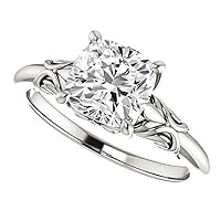 Mois 1 CT Cushion Colorless Moissanite Engagement Ring for Women/Her, Wedding Bridal Ring Set, Eternity Sterling Silver Solid Gold Diamond Solitaire 4-Prong Set for Her