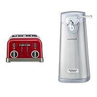 Cuisinart CPT-180MR Metal Classic 4-Slice Toaster, Metallic Red & SCO-60 Deluxe Electric Can Opener, Quality-Engineered Motor System Allows you to Open Any Size Can, Stainless Steel
